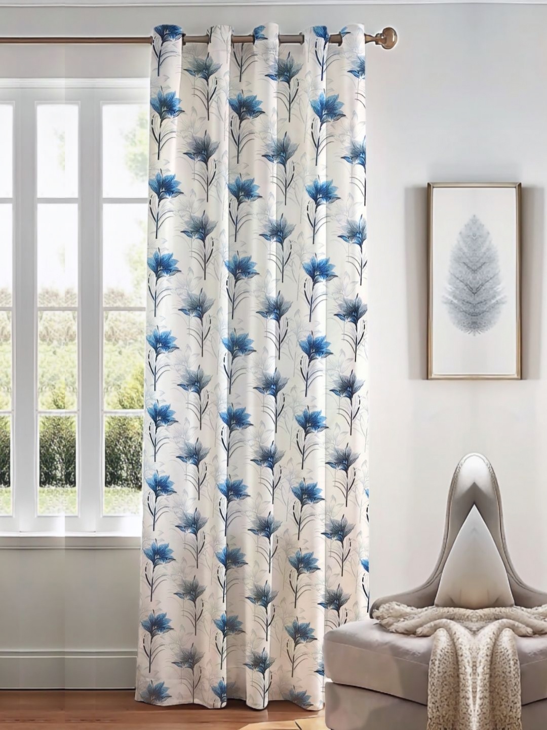 

Kanodia Poly Fab Blue & White Floral Door Curtain