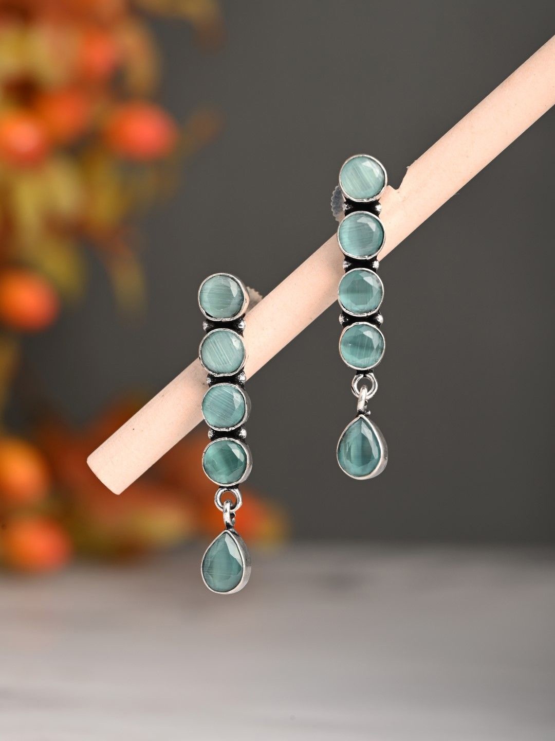 

Anvik Geometric Drop Earrings, Sea green