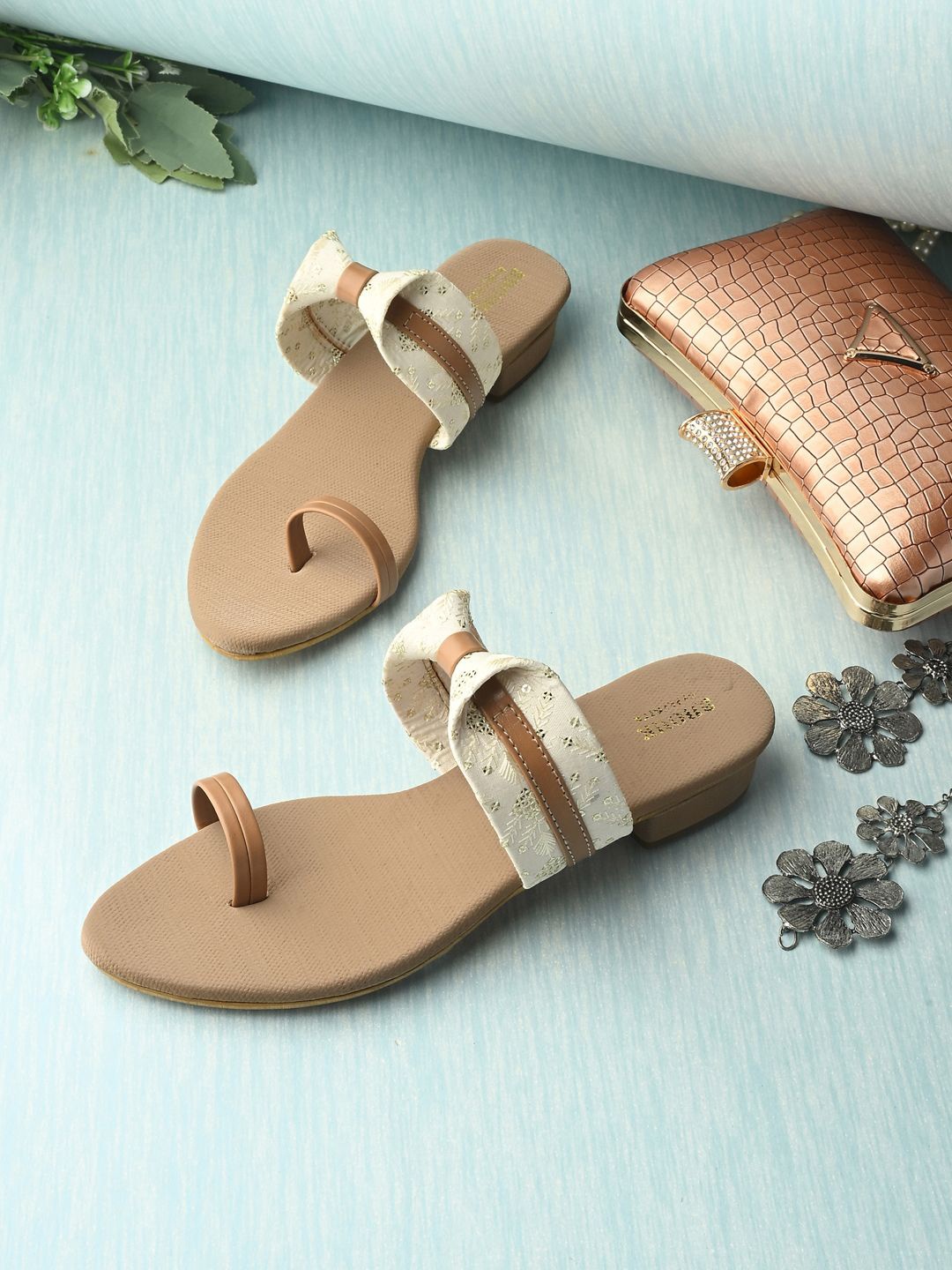 

Anouk Block Sandals with Bows, Brown