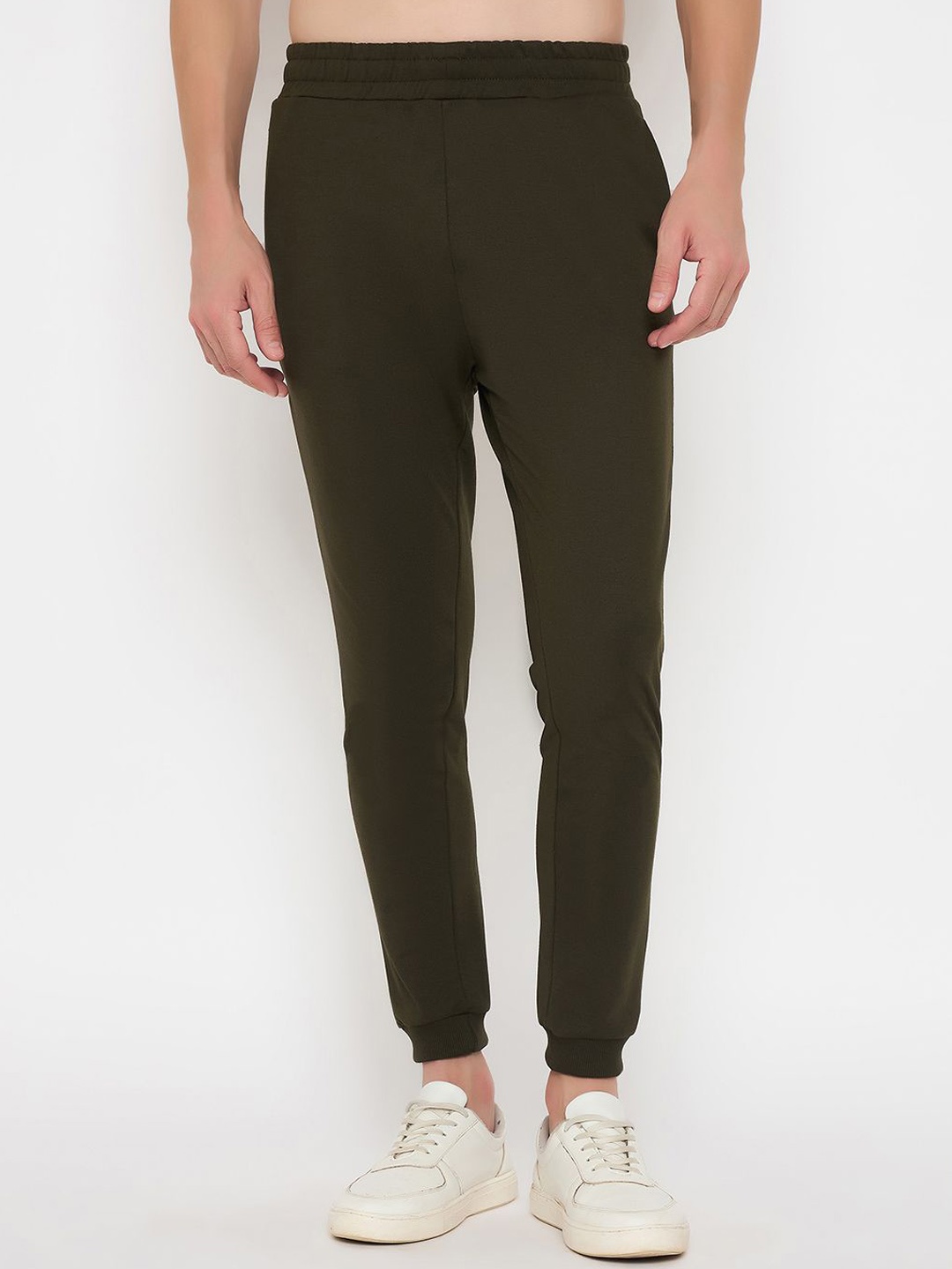 

John Players Men Cotton Mid-Rise Joggers, Olive