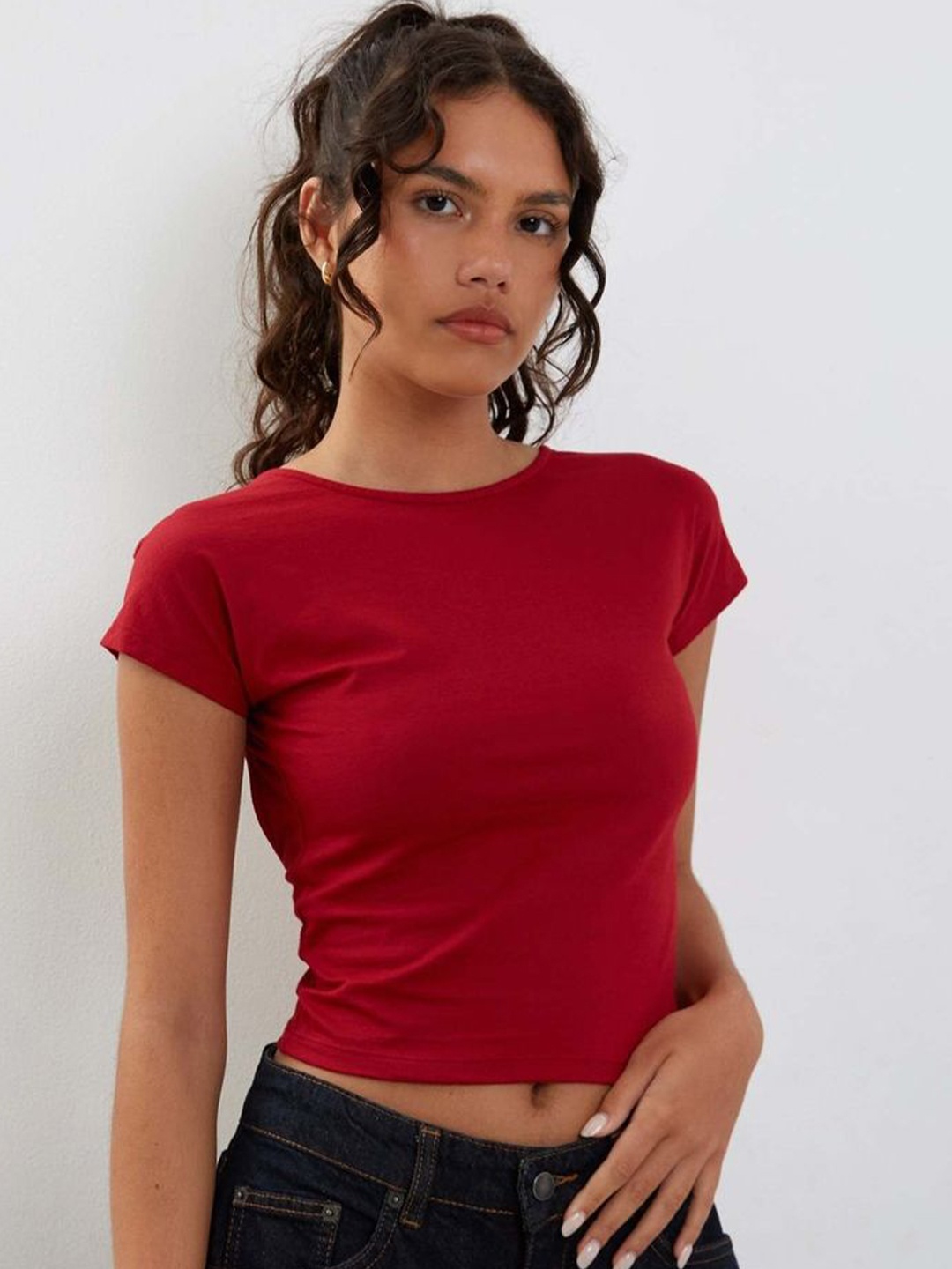 

LULU & SKY Cotton Crop Top, Red