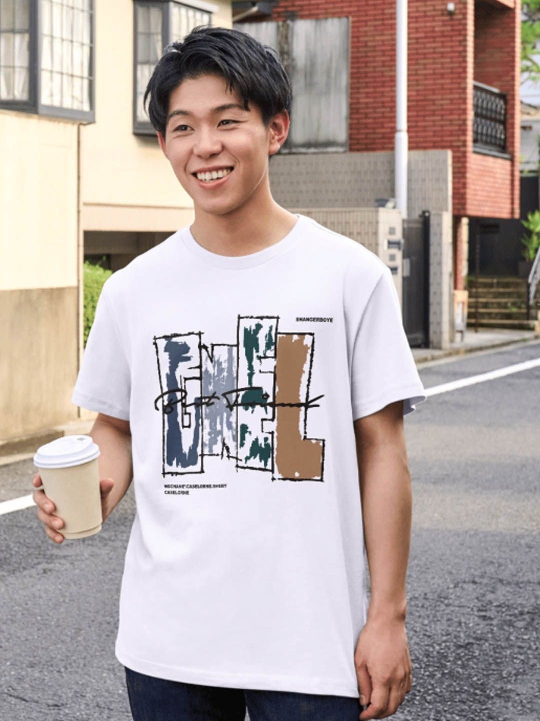 

StyleCast Men Striped Applique T-shirt, White