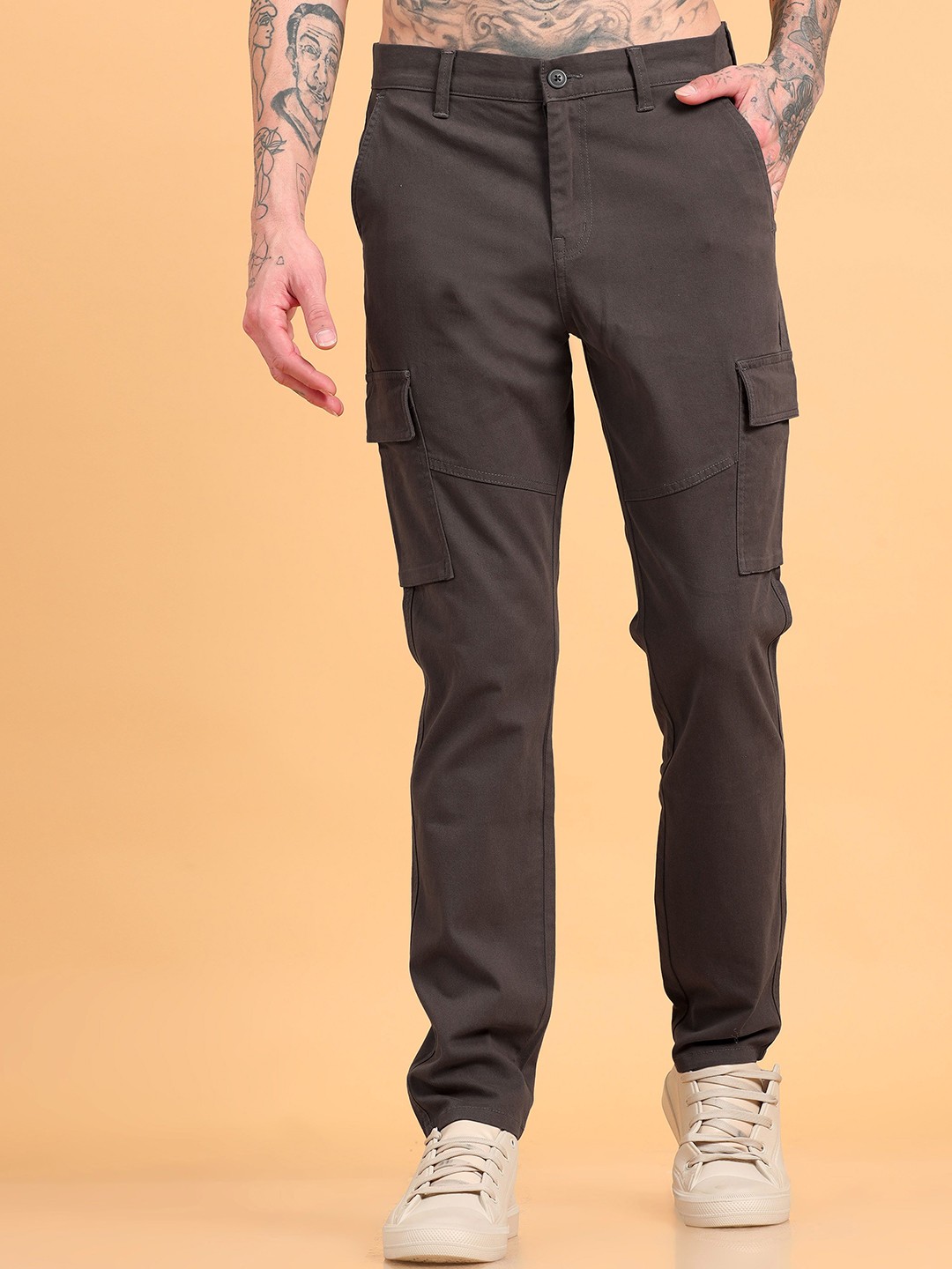 

SILISOUL Men Smart Cargos Trousers, Grey
