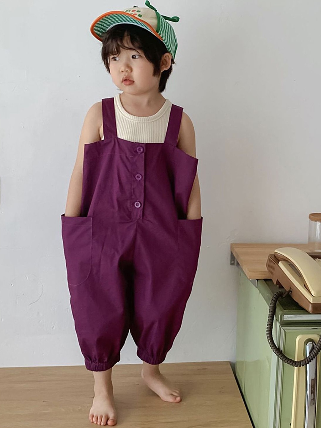 

LULU & SKY Kids Relaxed Fit Side-Pocketed Dungarees, Purple