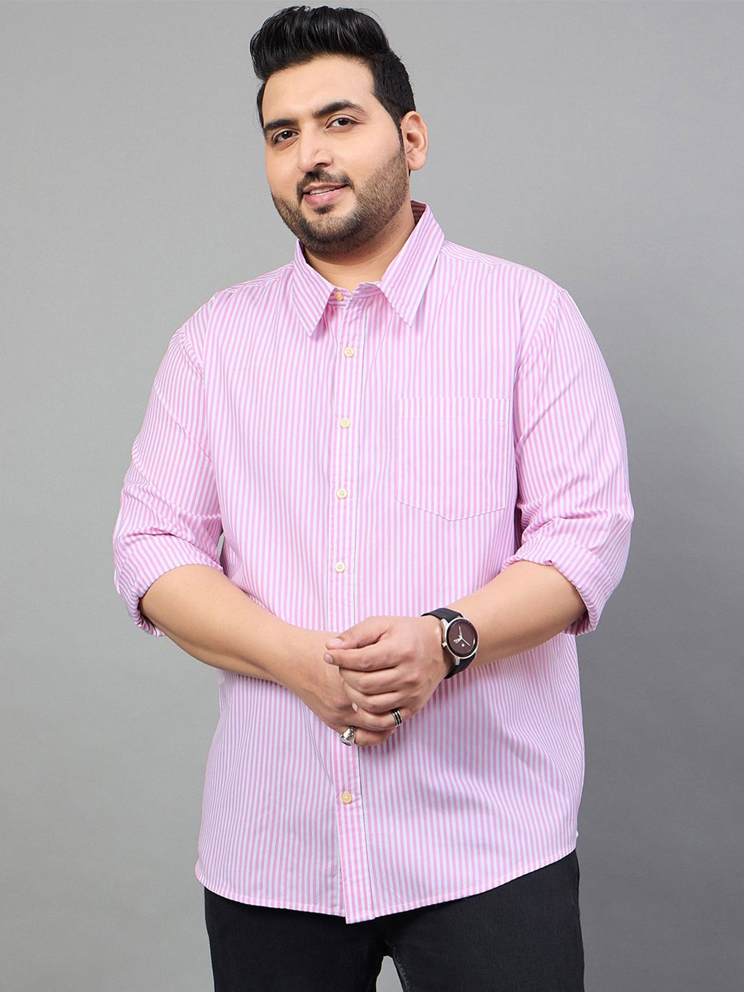 

bigbanana Men Opaque Striped Casual Shirt, Multi