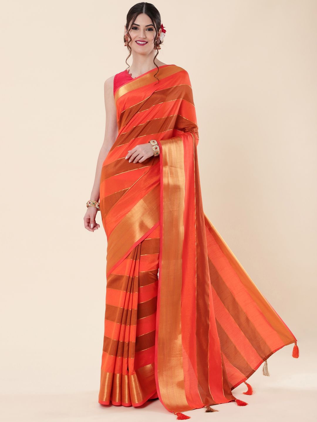 

Suha Art Silk Saree, Orange