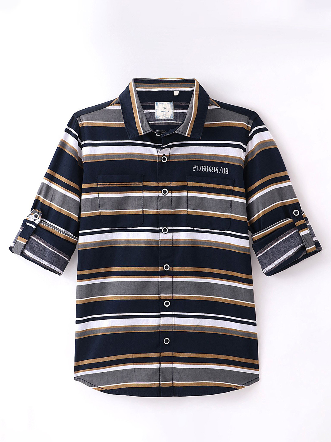 

Infinity Boys Horizontal Stripes Opaque Striped Casual Shirt, Navy blue