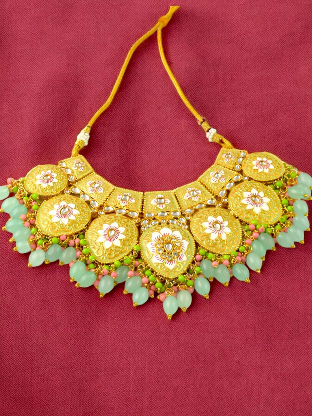 

TISHUL JEWELS Gold-Plated Meenakari Necklace