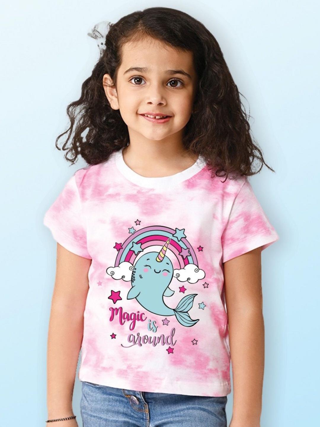 

NUSYL Girls Printed T-shirt, Pink