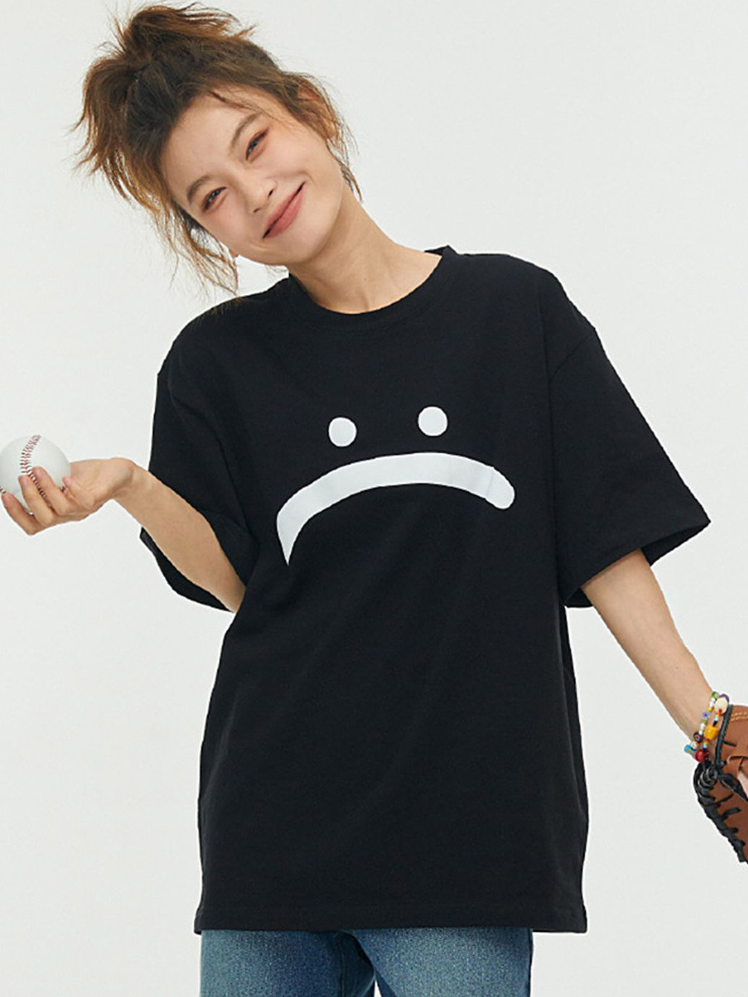 

LULU & SKY Print Cotton Top, Black