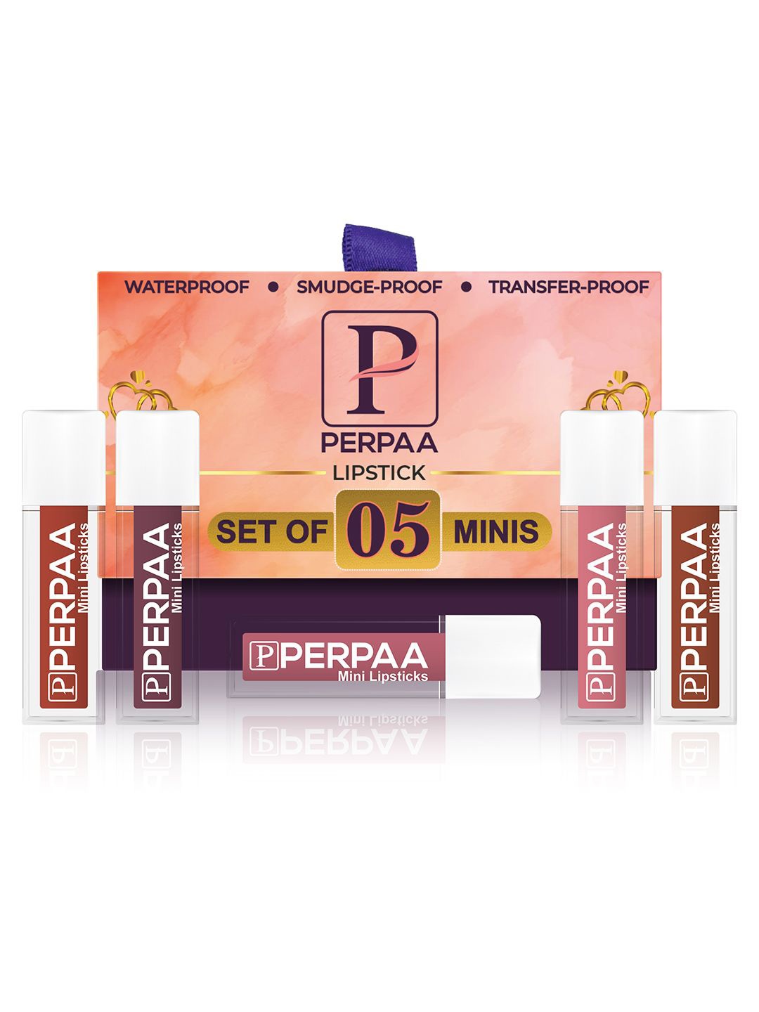 

PERPAA Set Of 5 Waterproof Matte Mini Liquid Lipsticks - 1.2ml Each Shade 3-5-6-10-11, Red