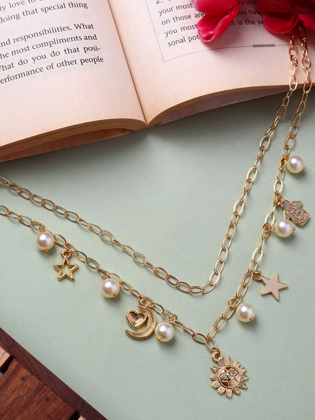 

AARSEE OFFICIAL Anti-Tarnish 22KT Gold-Plated Wondersky-themed Charm Necklace