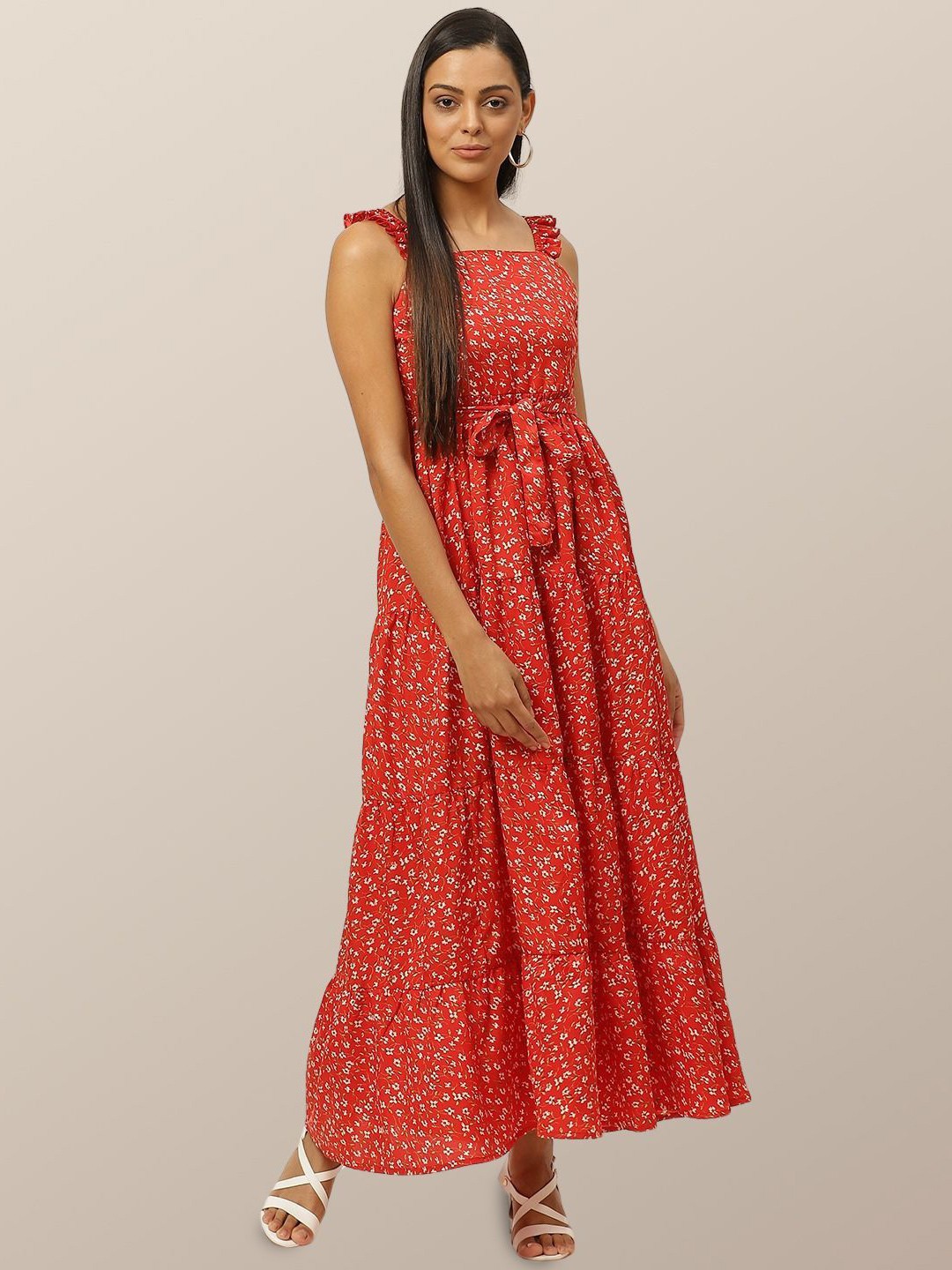 

Chemistry Floral Print Crepe A-Line Maxi Dress, Red