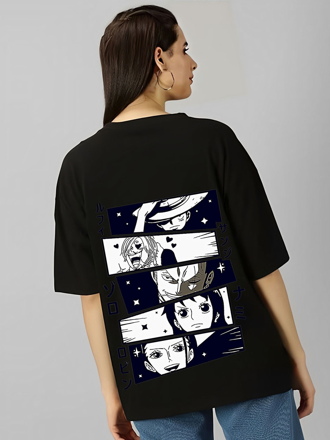 

Parona Women Printed Applique T-shirt, Black