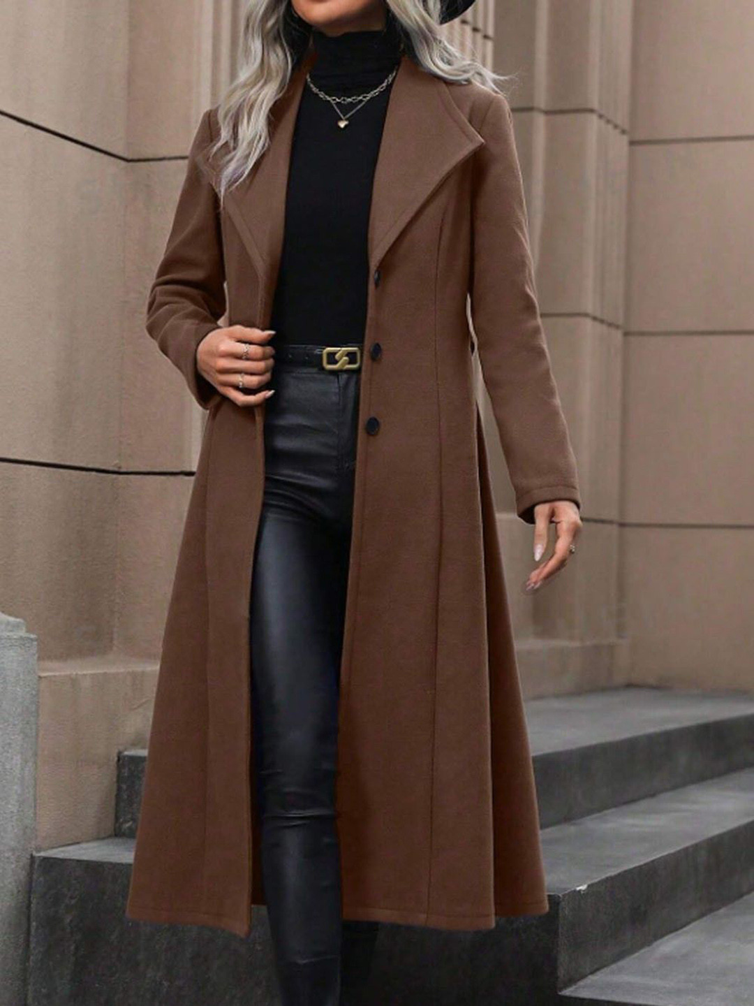 

Street Style Store Single Breasted Trench Coat, Brown