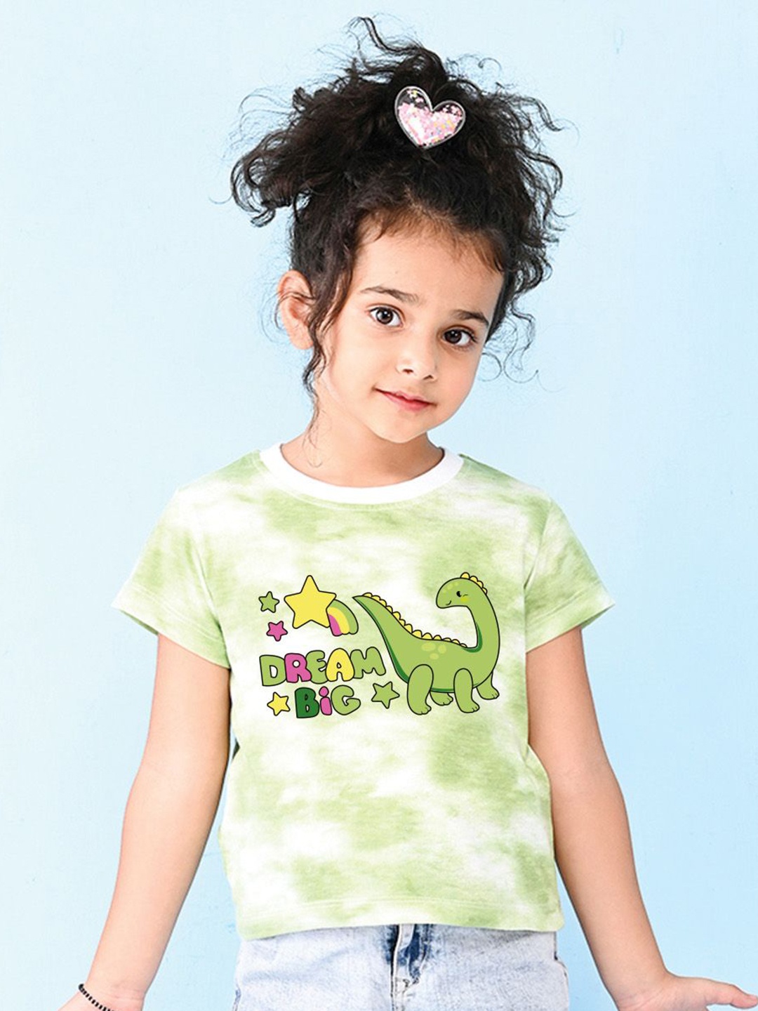 

NUSYL Girls Printed T-shirt, Green