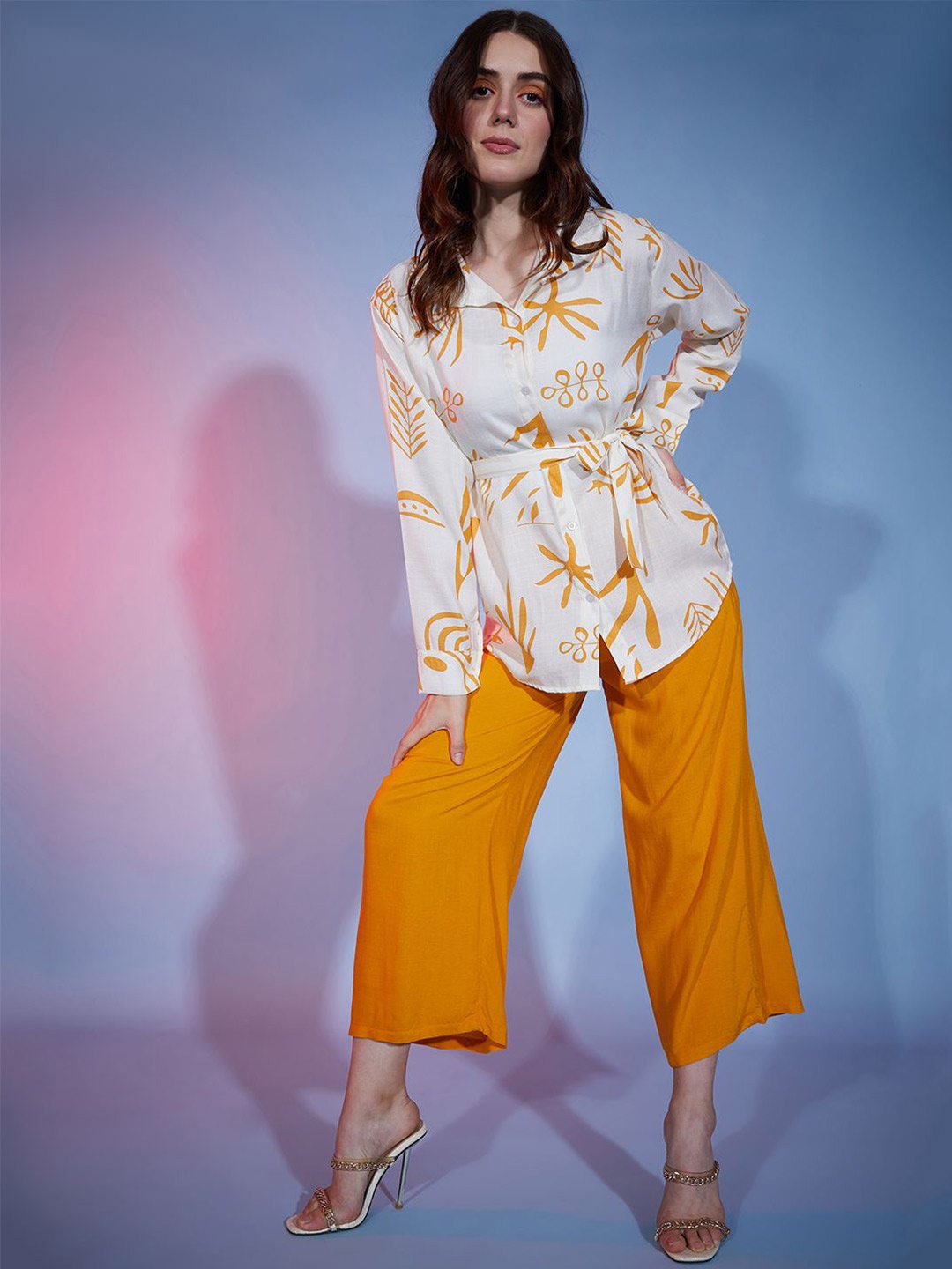 

DIMPY GARMENTS Print Fit & Flare Maxi Dress, Yellow