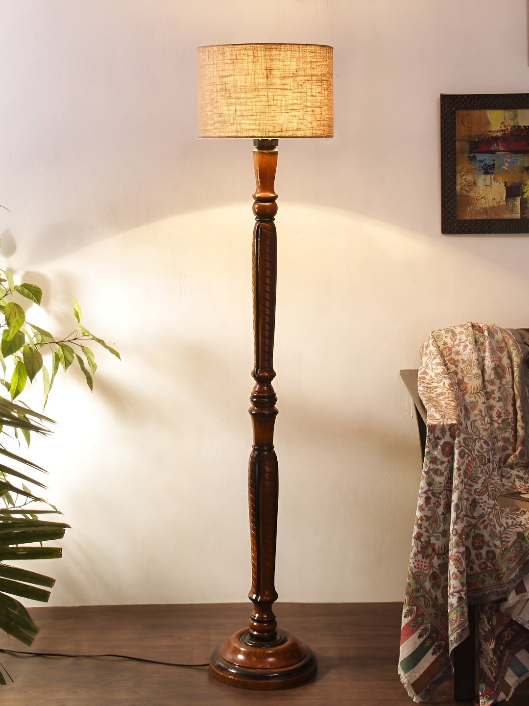 

Devansh Beige & Brown Wooden Floor Lamp