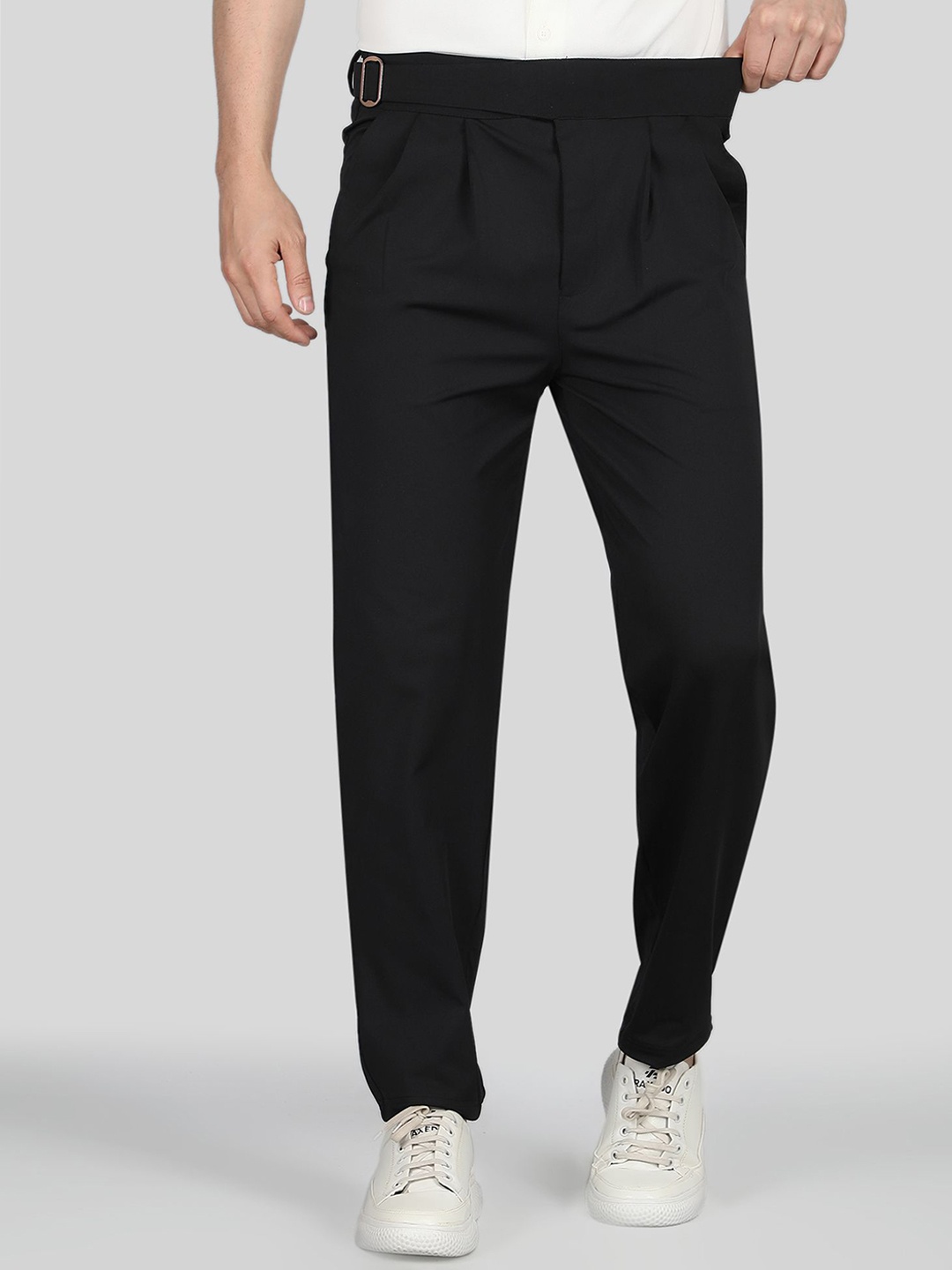 

Raxedo Men Gurkha Mid-Waisted Pleated Trousers, Black