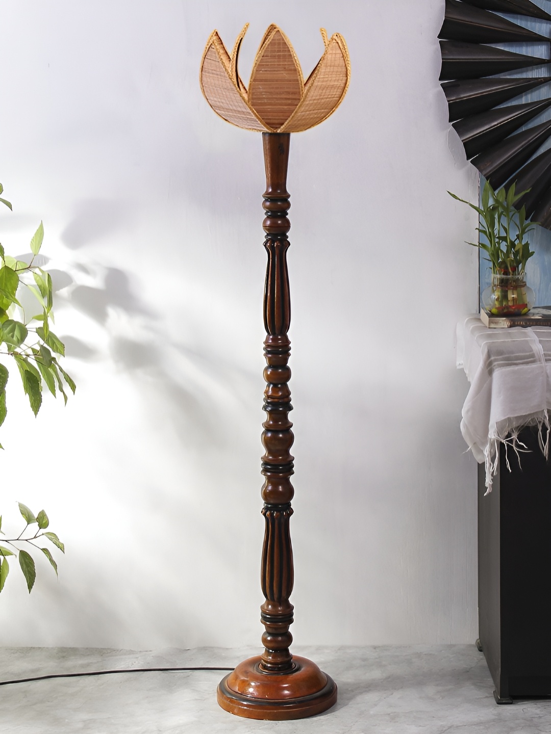 

Devansh Beige & Brown Bamboo Rose Wooden Floor Lamp