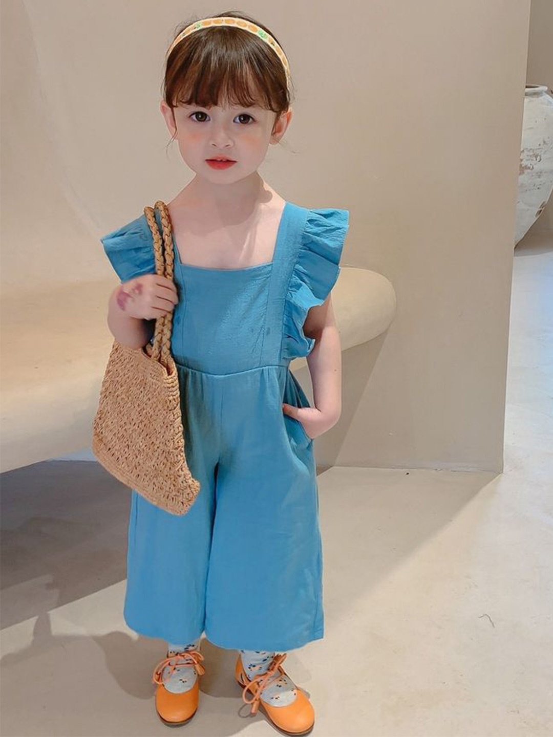

LULU & SKY Girls Basic Jumpsuit, Blue