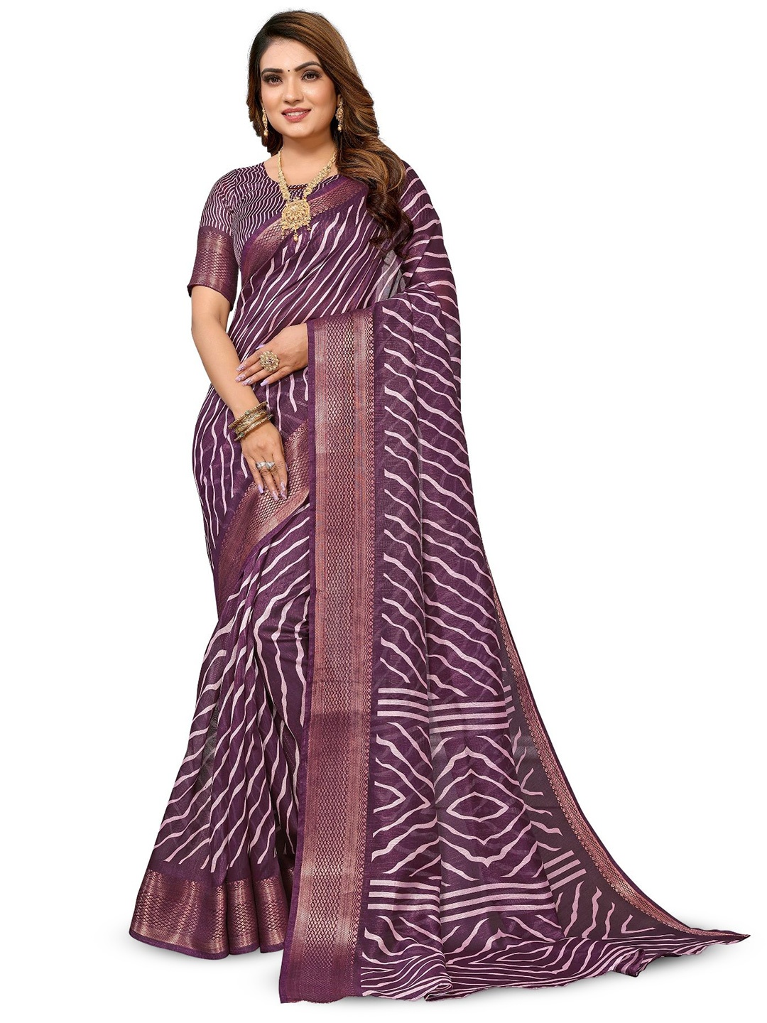 

Moda Rapido Leheriya Zari Saree, Purple