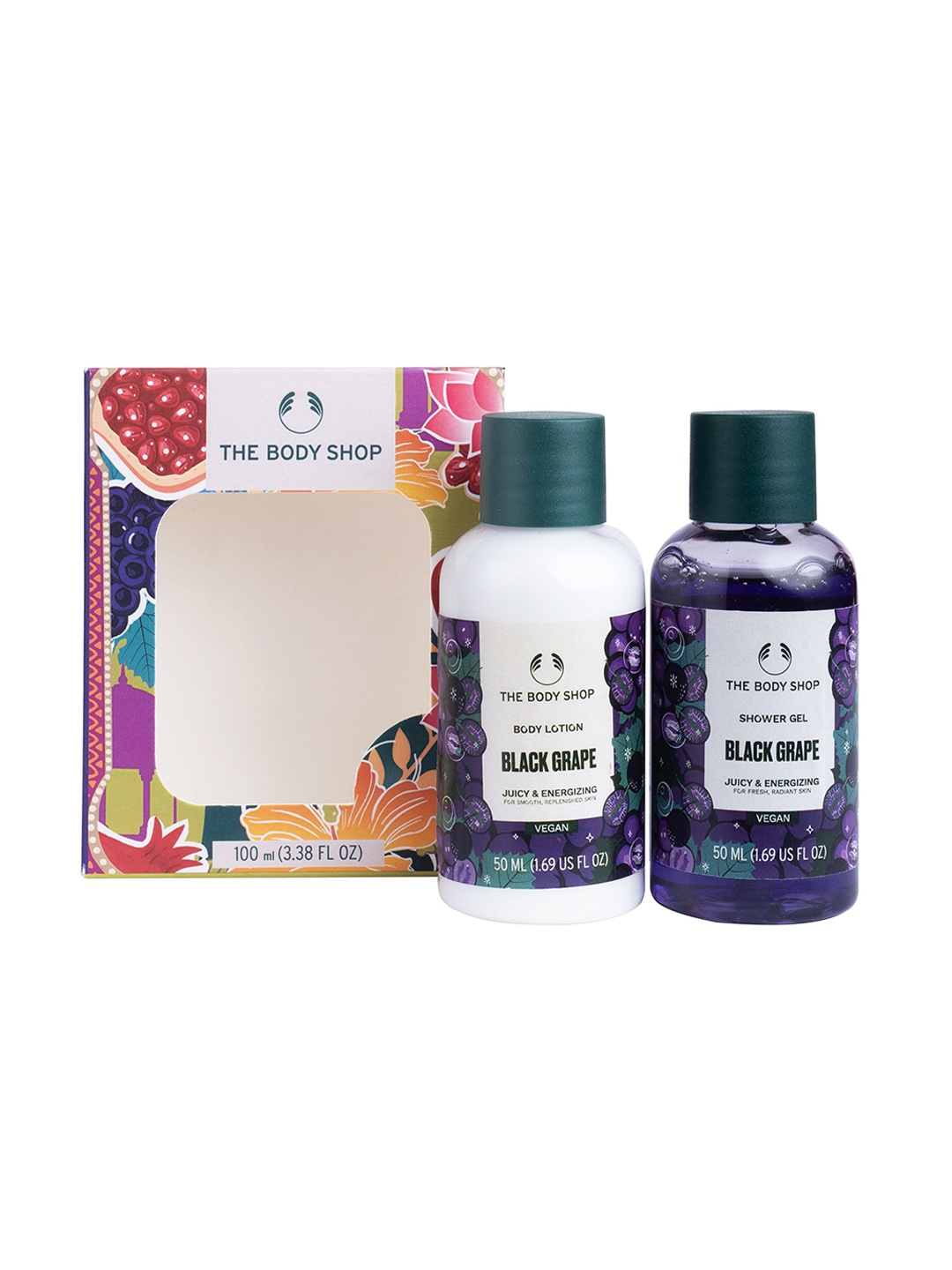 

The Body Shop Set Of 2 Black Grape Shower Gel & Body Lotion Gift Set - 50 ml Each, White