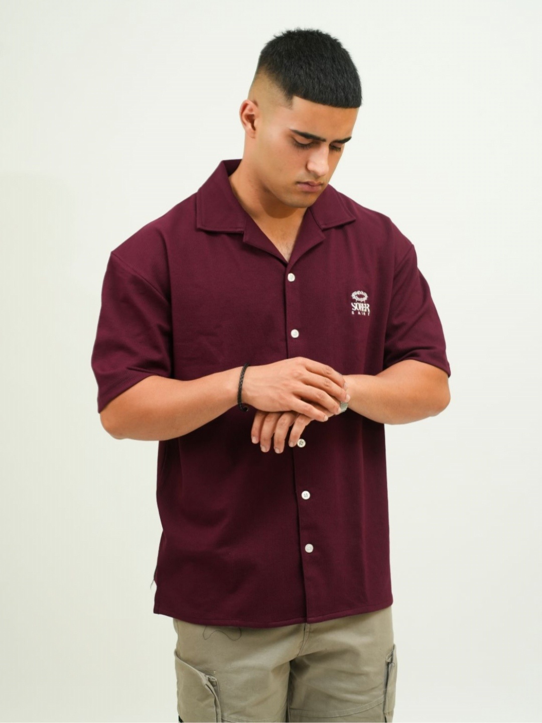 

SOBERSAINT Men Polo Collar T-shirt, Maroon