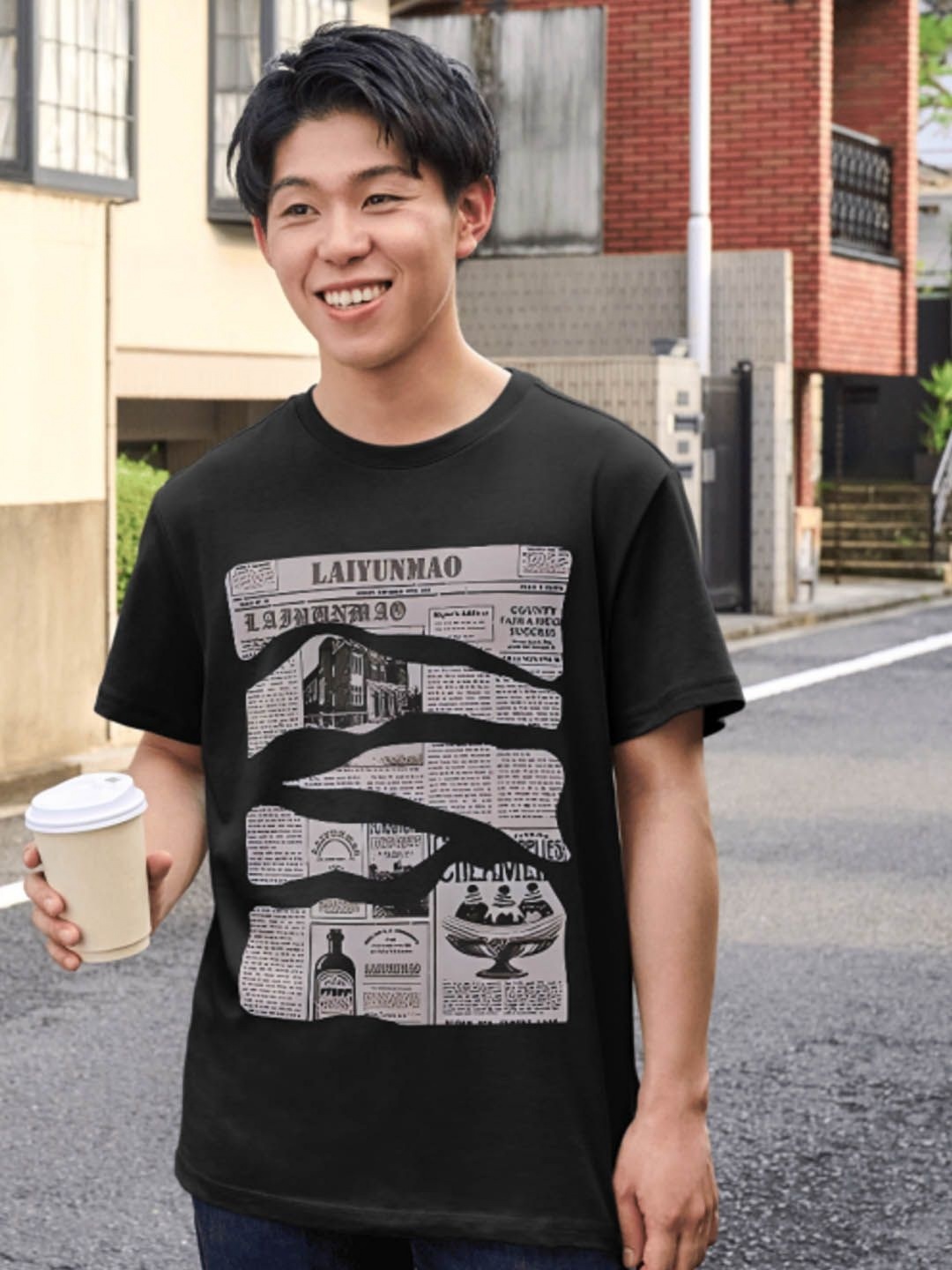 

StyleCast Men Printed Extended Sleeves Applique T-shirt, Black