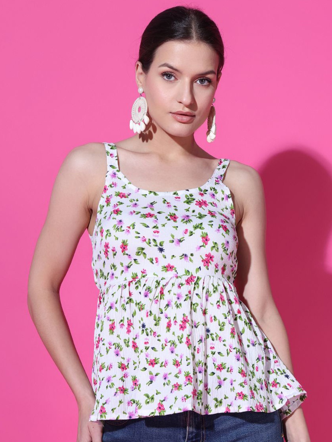 

Istyle Can Floral Print Top, Cream