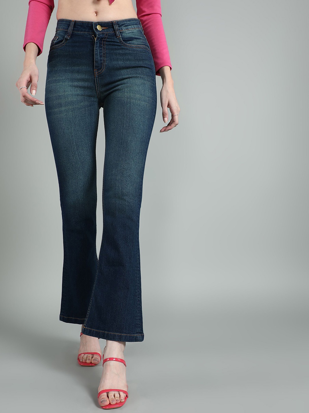 

Chemistry Women Bootcut Low Distress Light Fade Stretchable Jeans, Blue