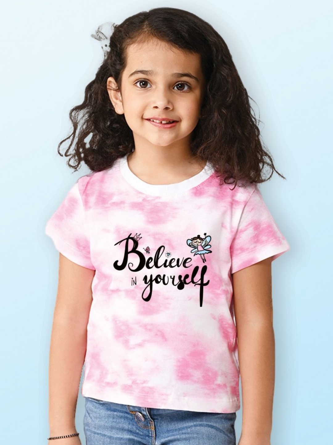 

NUSYL Girls Printed T-shirt, Pink