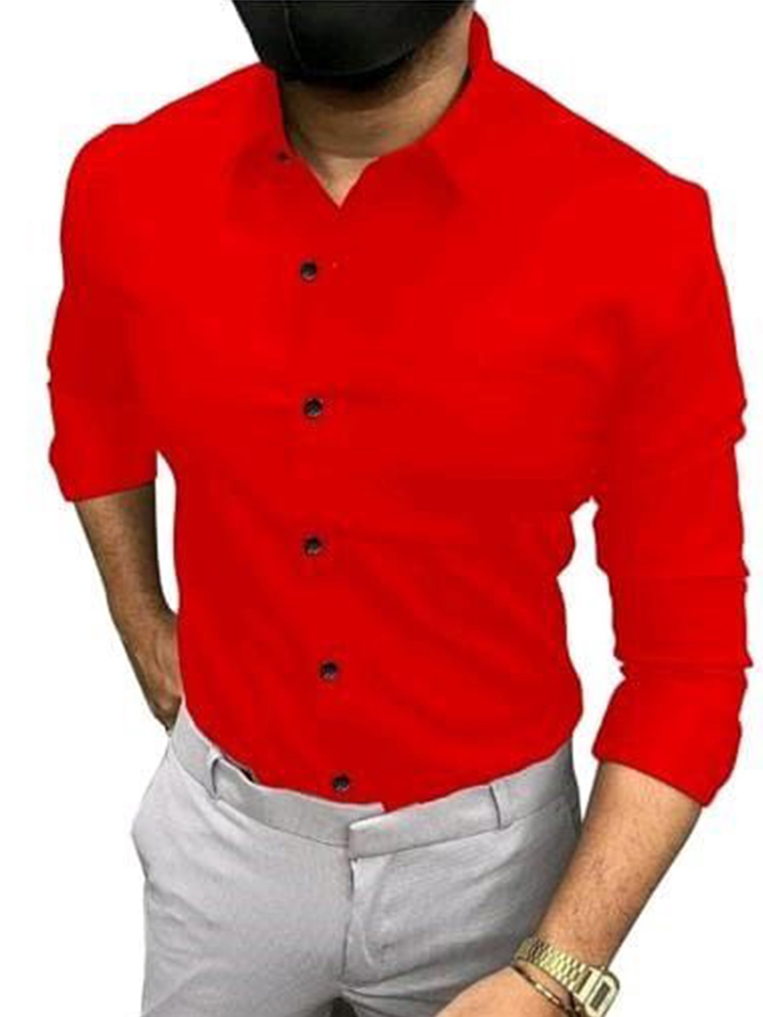 

Aloof Men Classic Opaque Casual Shirt, Red