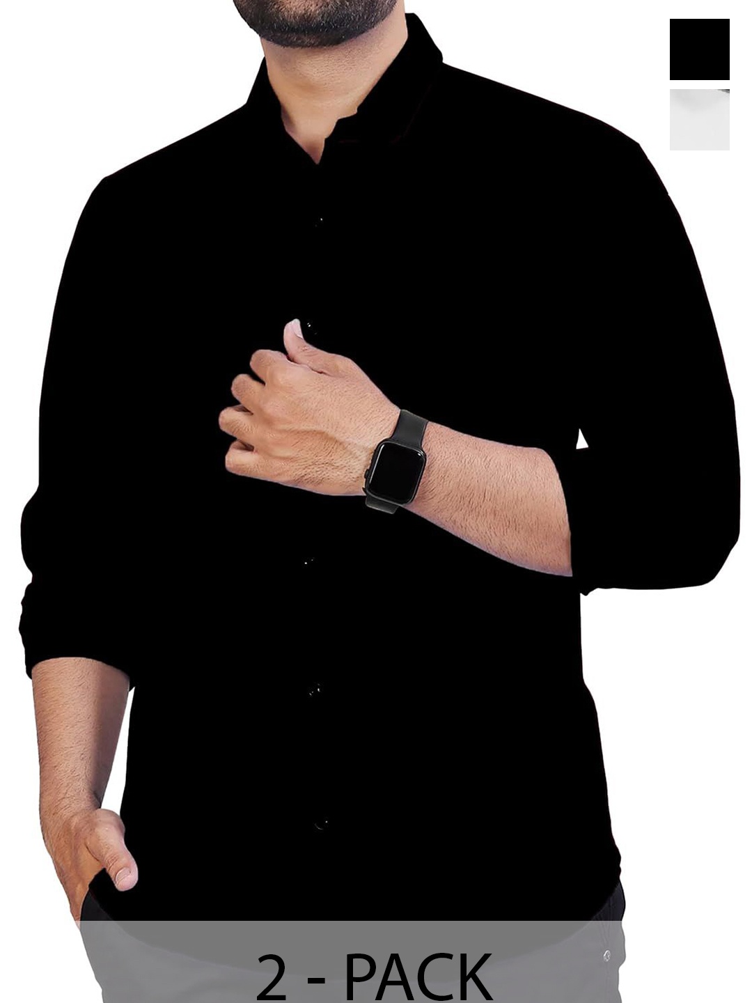 

Vida Loca Men Slim Fit Opaque Casual Shirt, Black