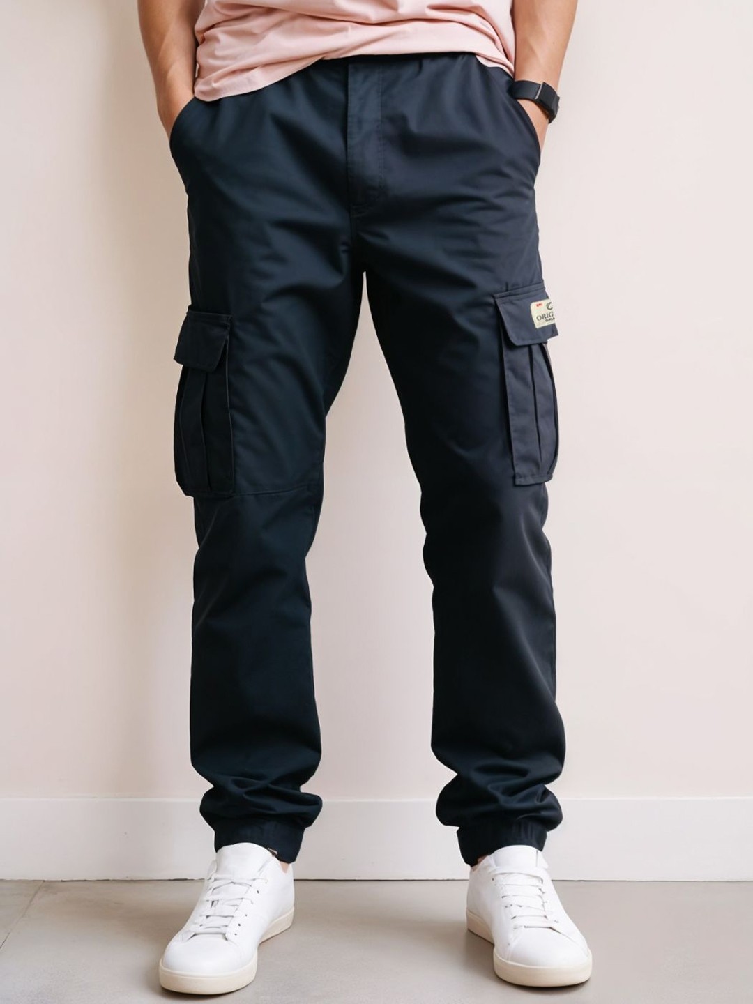 

SOBERSAINT Men Mid Rise Cargo Trouser, Black