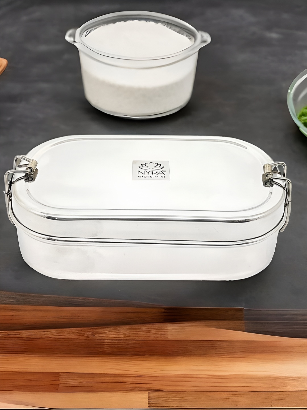 

Nyra Kitchenware Silver-Toned 2025 Stainless Steel Dishwasher Safe Lunch Box