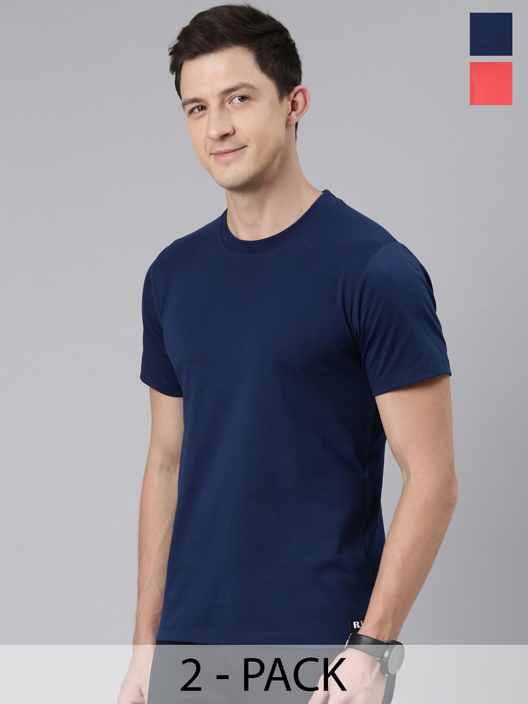 

Rupa Jon Men 2 Moisture Wicking Applique T-shirt, Navy blue