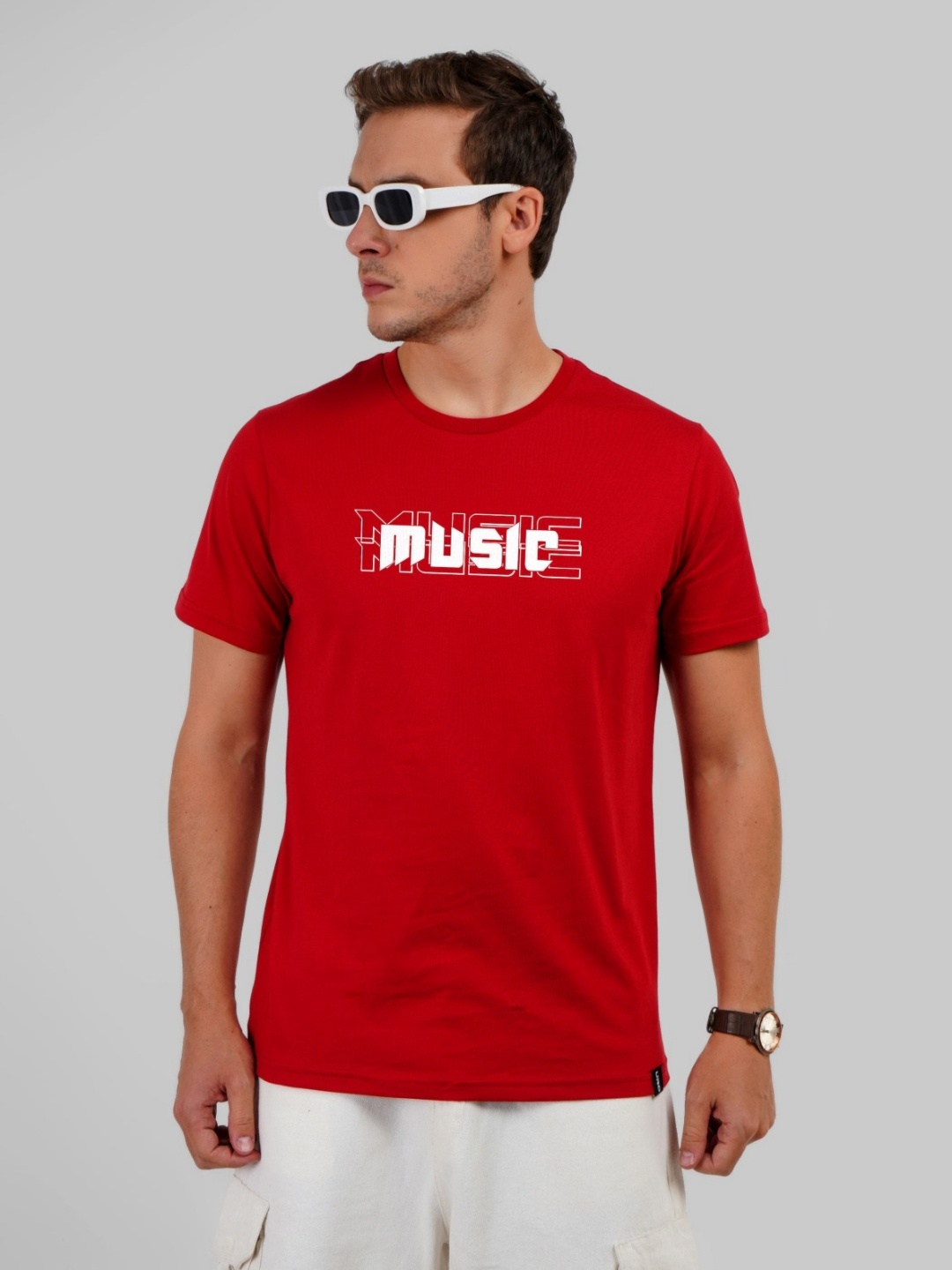 

Underrated Club Men Typography Printed Bio Finish Applique T-shirt, Red