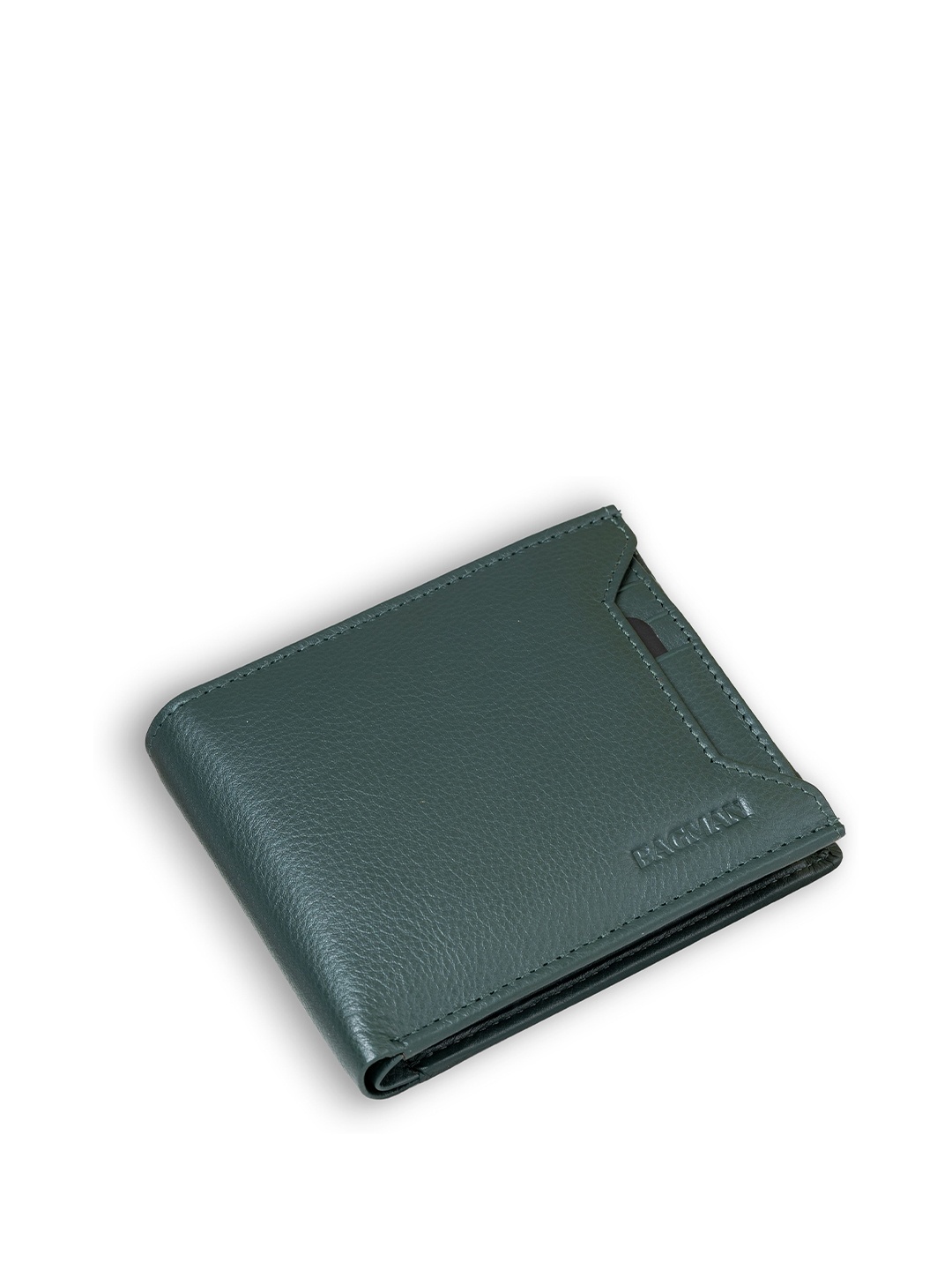 

BAGMAN Men Leather Two Fold Wallet, Green