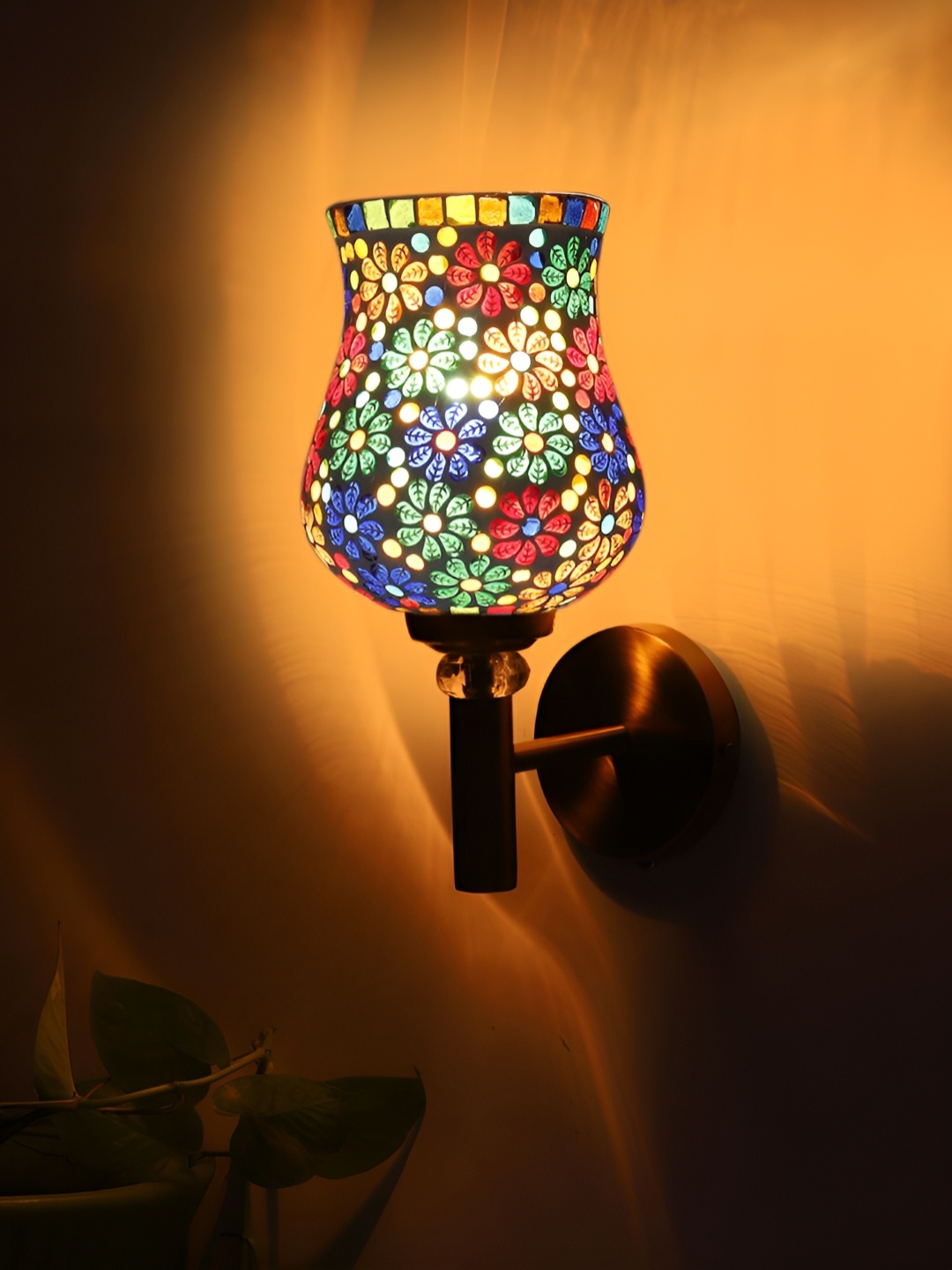 

Devansh White Metal Printed Wall Lamp, Gold