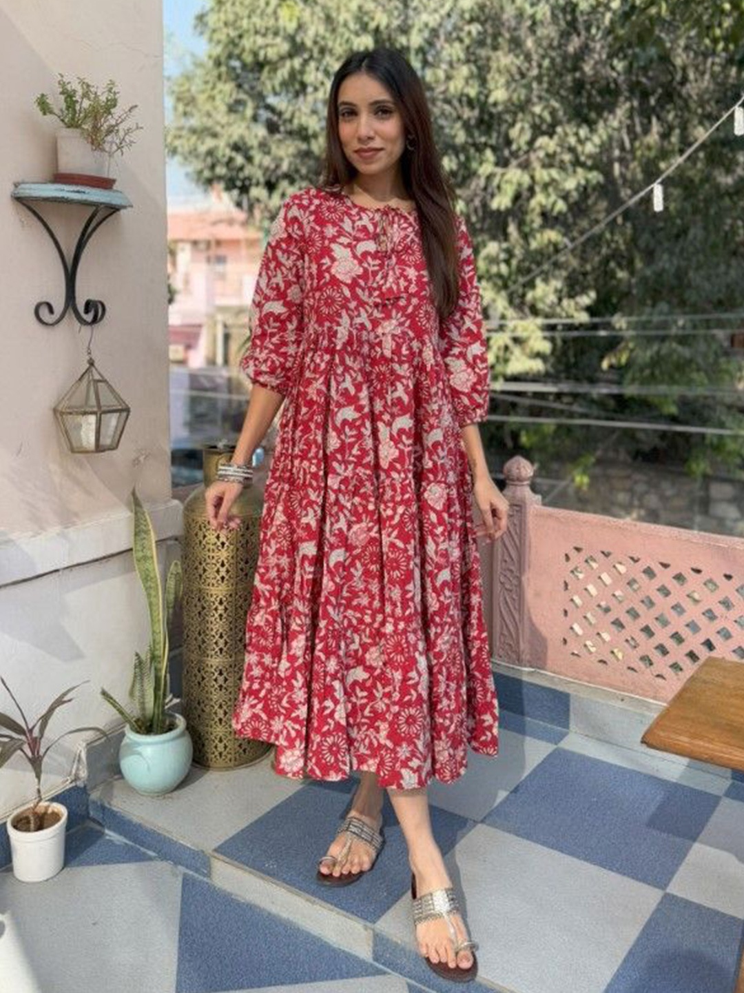 

GOODHAND Floral Print Maxi Dress, Red