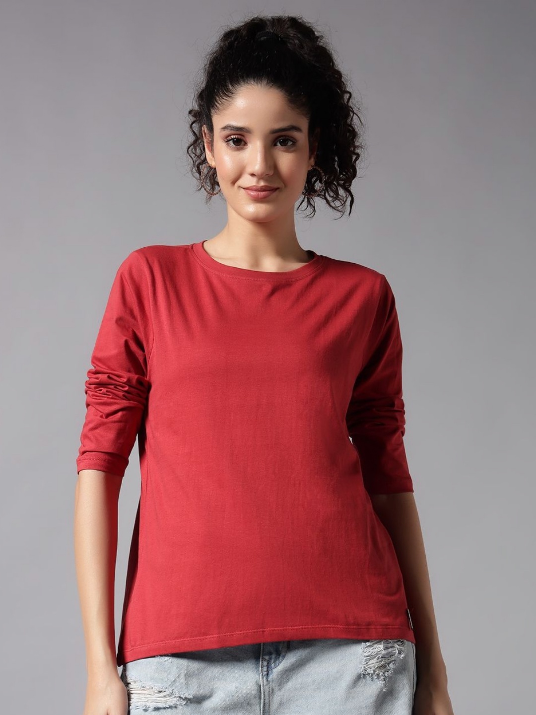 

Chemistry Women Pure Cotton Pockets T-shirt, Red