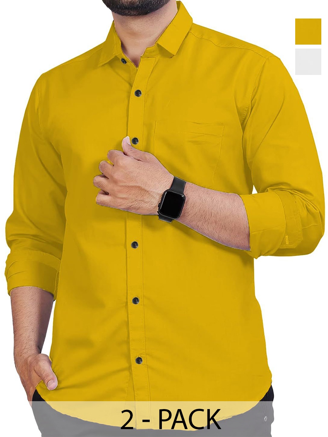 

Vida Loca Men Slim Fit Opaque Casual Shirt, Yellow