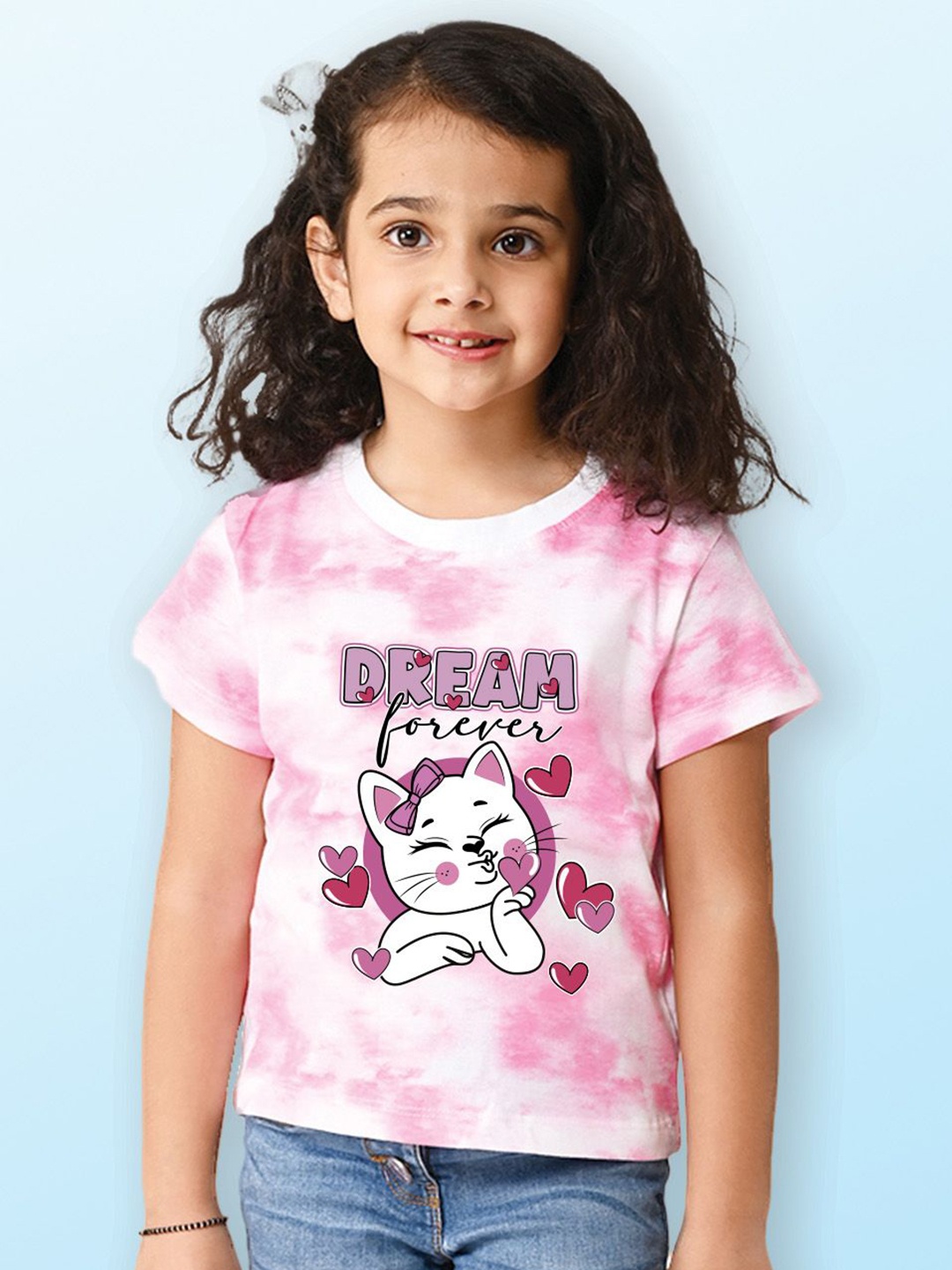 

NUSYL Girls Printed T-shirt, Pink