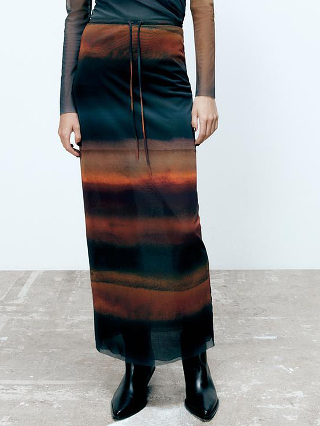 

LULU & SKY Ombre Printed straight Midi Skirt, Blue