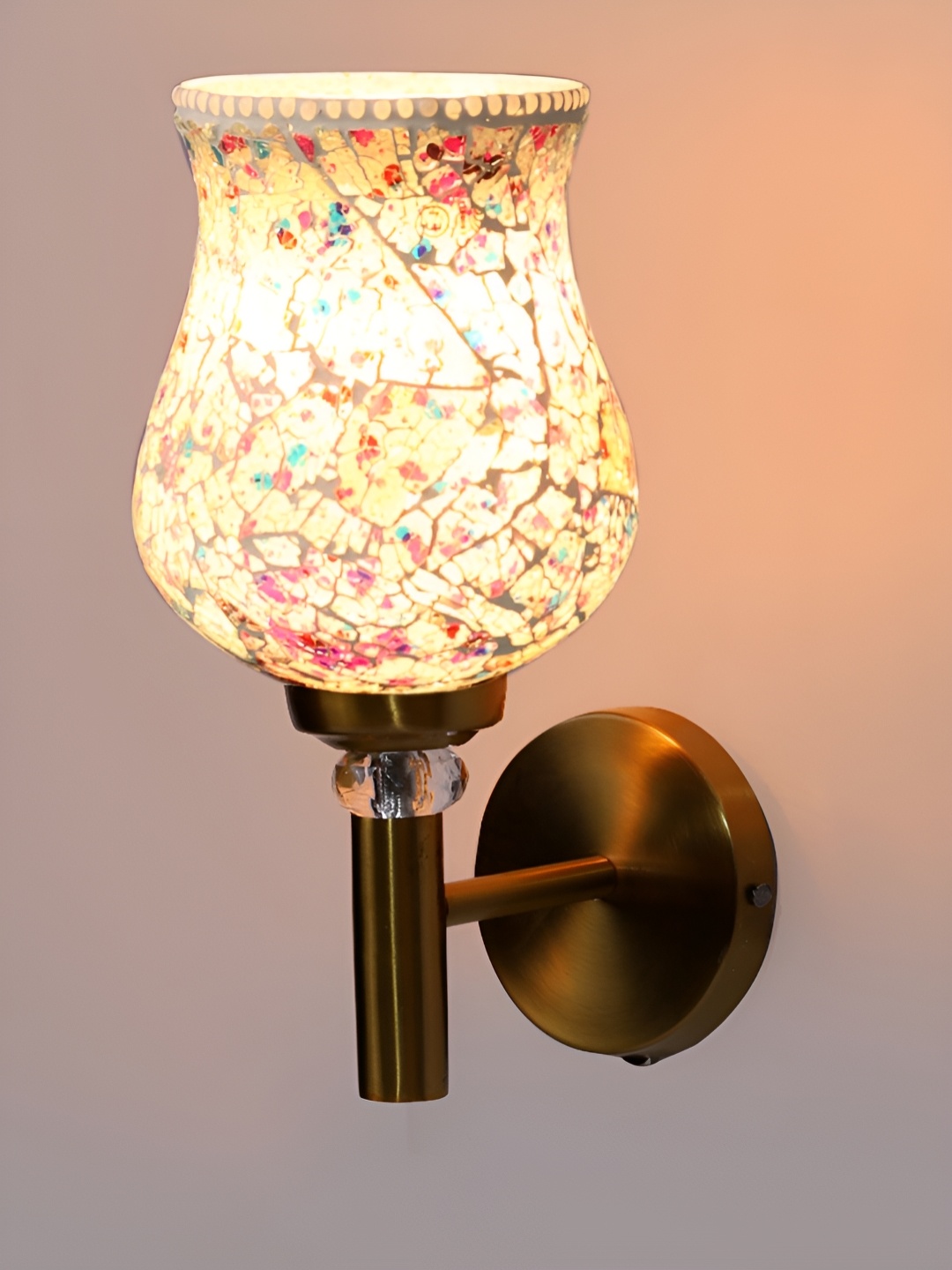 

Devansh Brown & White Antique Wall Lamp With Mosaic Glass