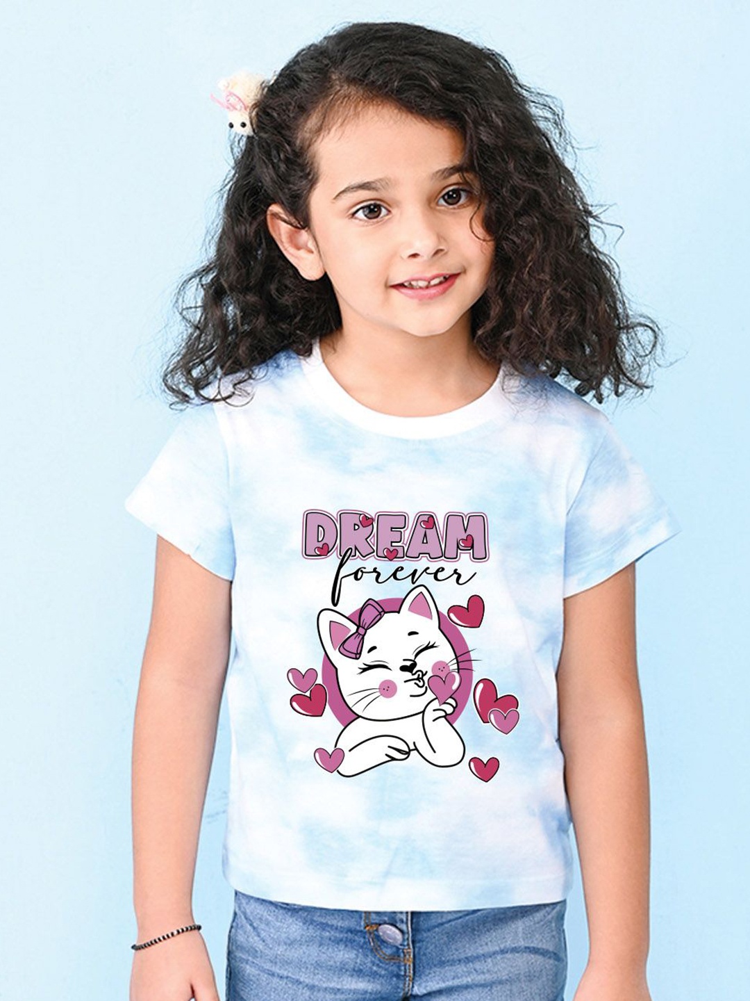 

NUSYL Girls Printed T-shirt, Blue