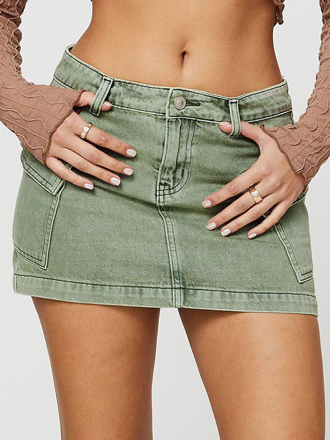 

LULU & SKY A-Line Denim Mini Skirt, Green