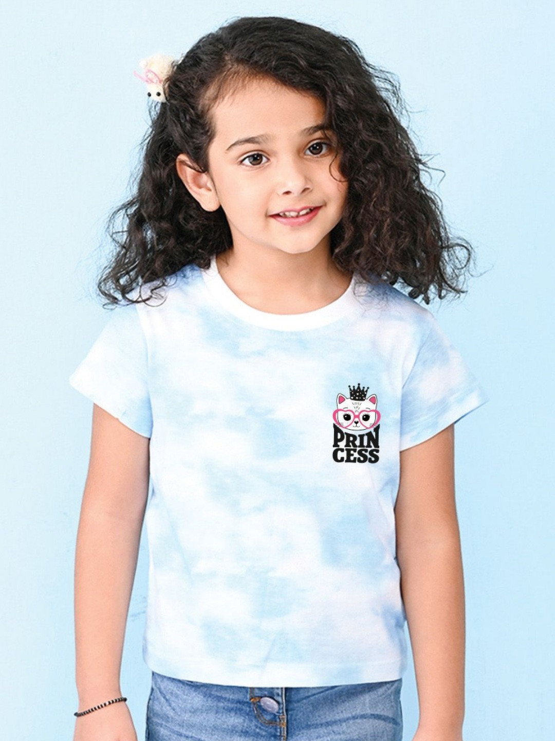 

NUSYL Girls Printed T-shirt, Blue