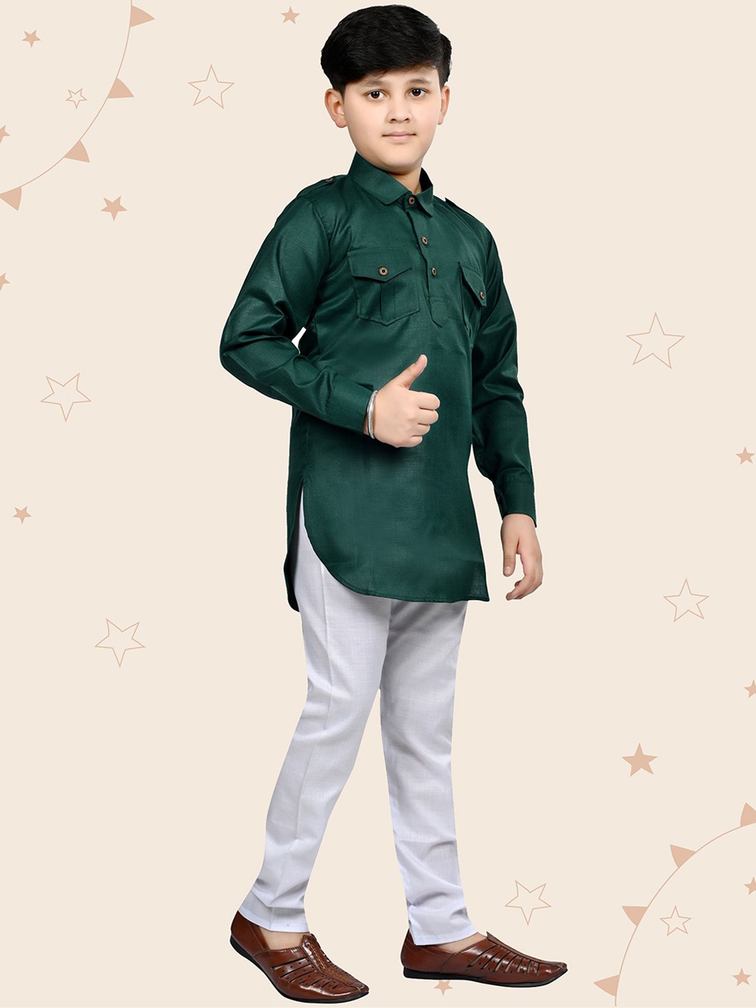 

Kidotsav Boys Regular Kurta with Pyjamas, Green